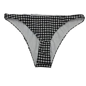 Andie Swim Womans size S The Cheeky Bikini Bottom in Black & White Gingham NEW